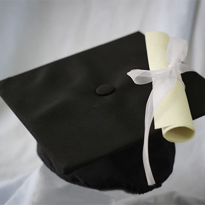 Graduation cap and diploma